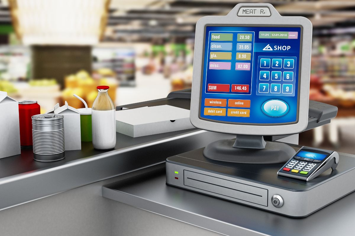 cash register with POS machine